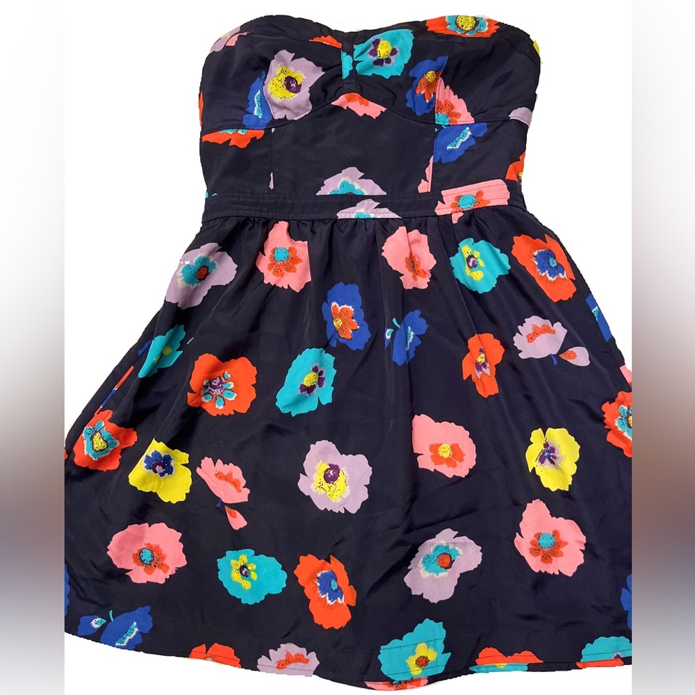 American Eagle Outfitters Strapless Dress | Sz 8 | Navy & Floral Mini AEO Dress